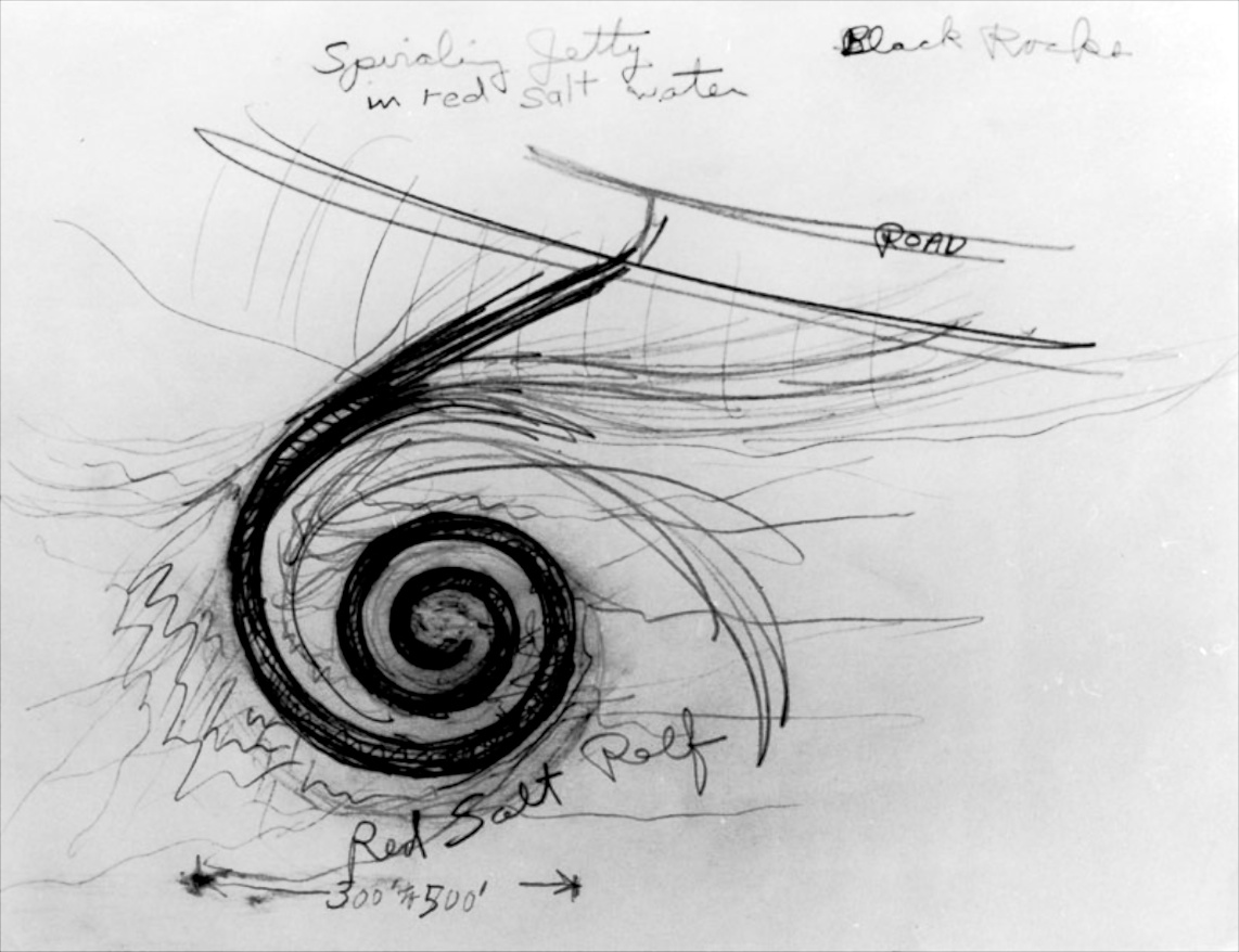Robert Smithson, Spiral Jetty in red salt water, 1970
